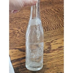 Vintage Pepsi Cola Glass Bottle Embossed Logo Collectible Soda Pop